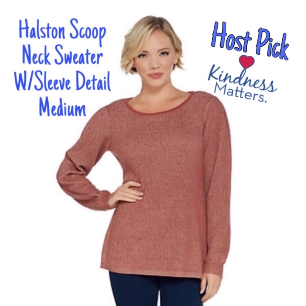 🎉HP🎉, Halston Scoop Neck Sweater W/Sleeve Detail